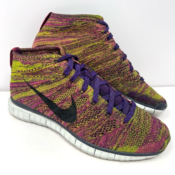 Nike Men’s Free Flyknit Chukka Sneaker Sz 10 Purple Fireberry Shoe 639700-501 - Picture 1 of 9